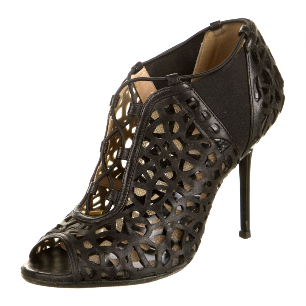 JIMMY CHOO Leather Mesh Accents Pumps